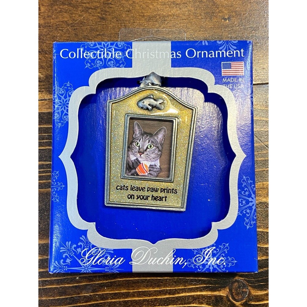 Cats Leave Paw Prints On Your Heart Photo Frame Ornament NEW